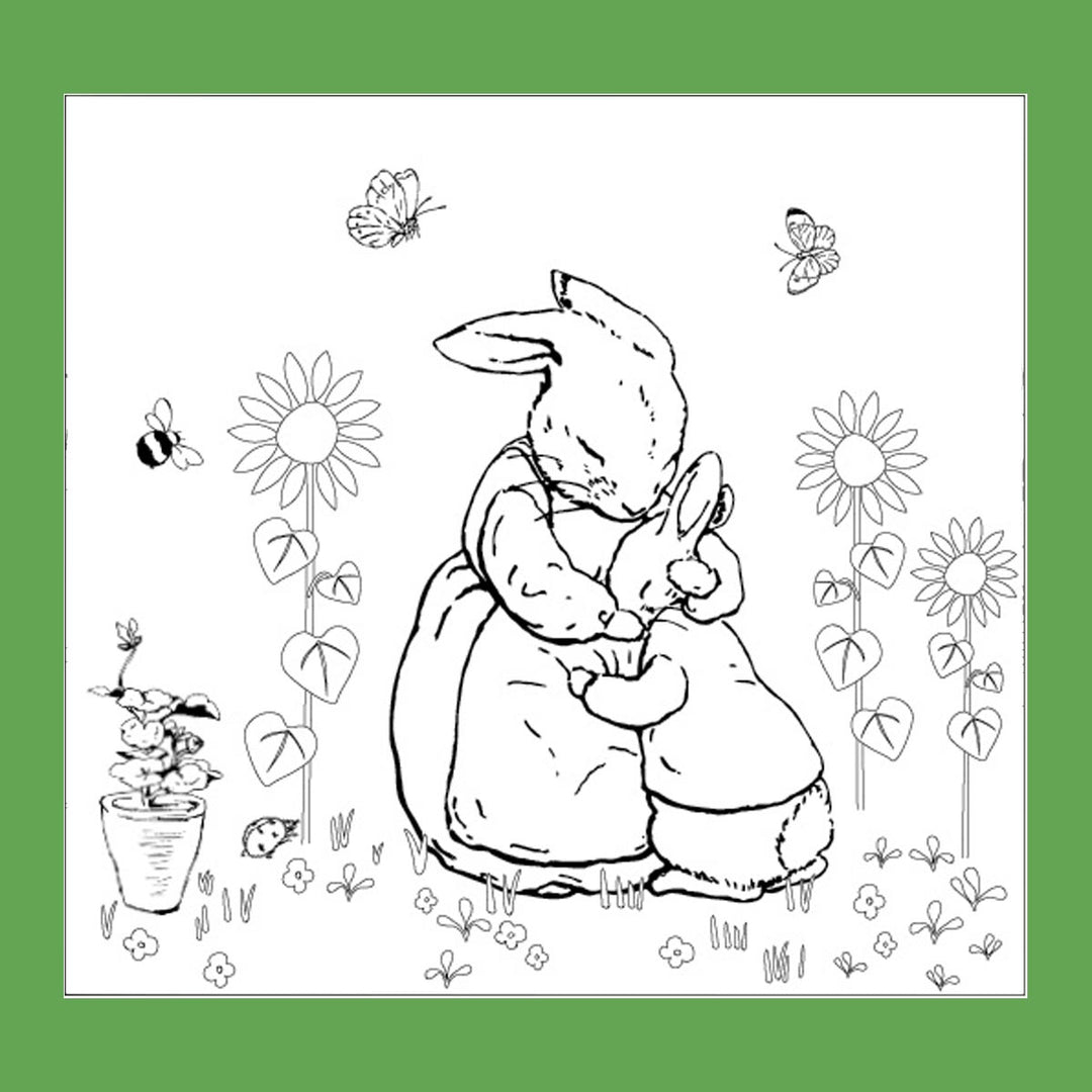 Mrs. Rabbit and Peter Colouring In