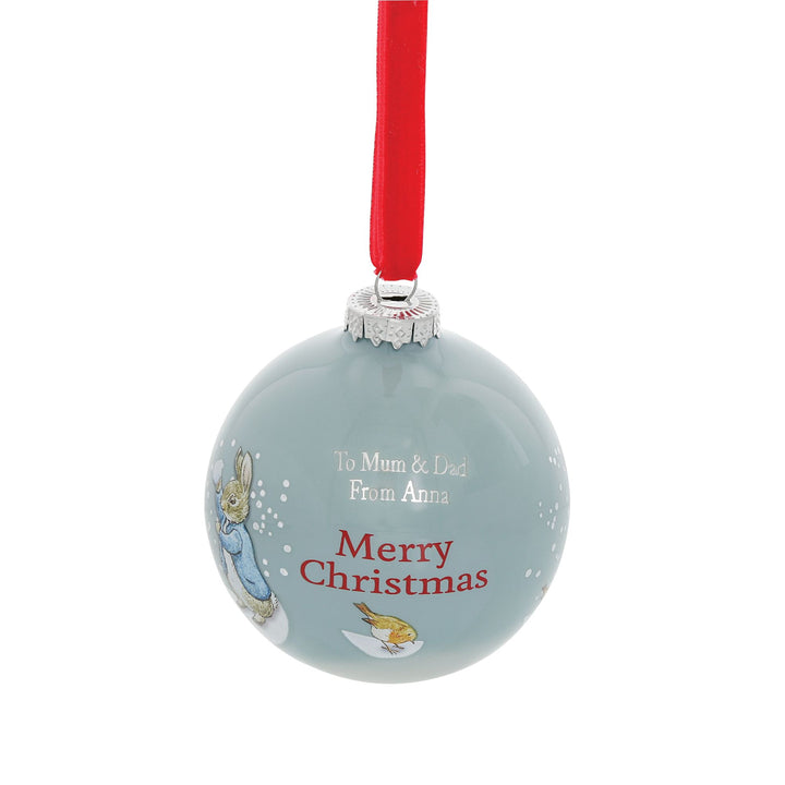 Peter & Benjamin's Snowball Fight Bauble by Beatrix Potter