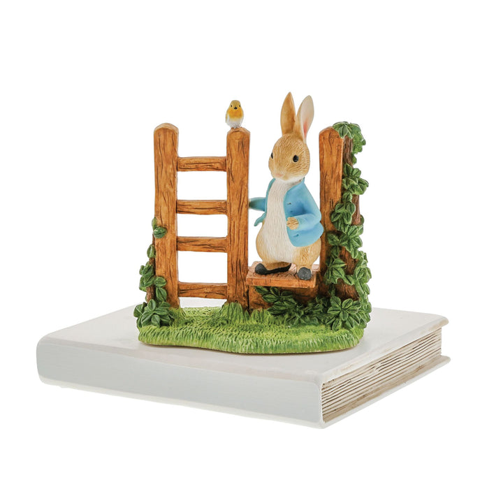 Peter Rabbit on Wooden Stile Figurine by Beatrix Potter