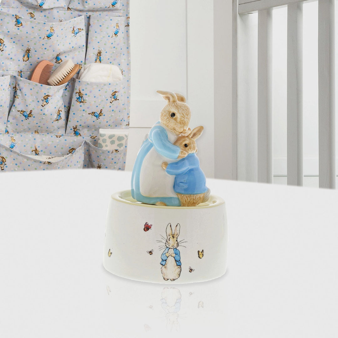 Mrs. Rabbit and Peter Ceramic Musical Figurine by Beatrix Potter