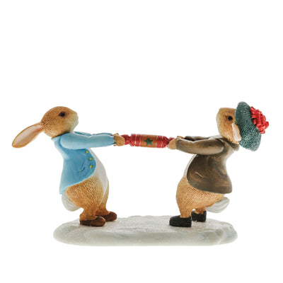 Peter Rabbit and Benjamin Pulling a Cracker Figurine by Beatrix Potter
