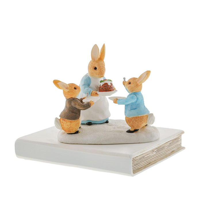 Mrs. Rabbit with a Christmas Pudding Figurine