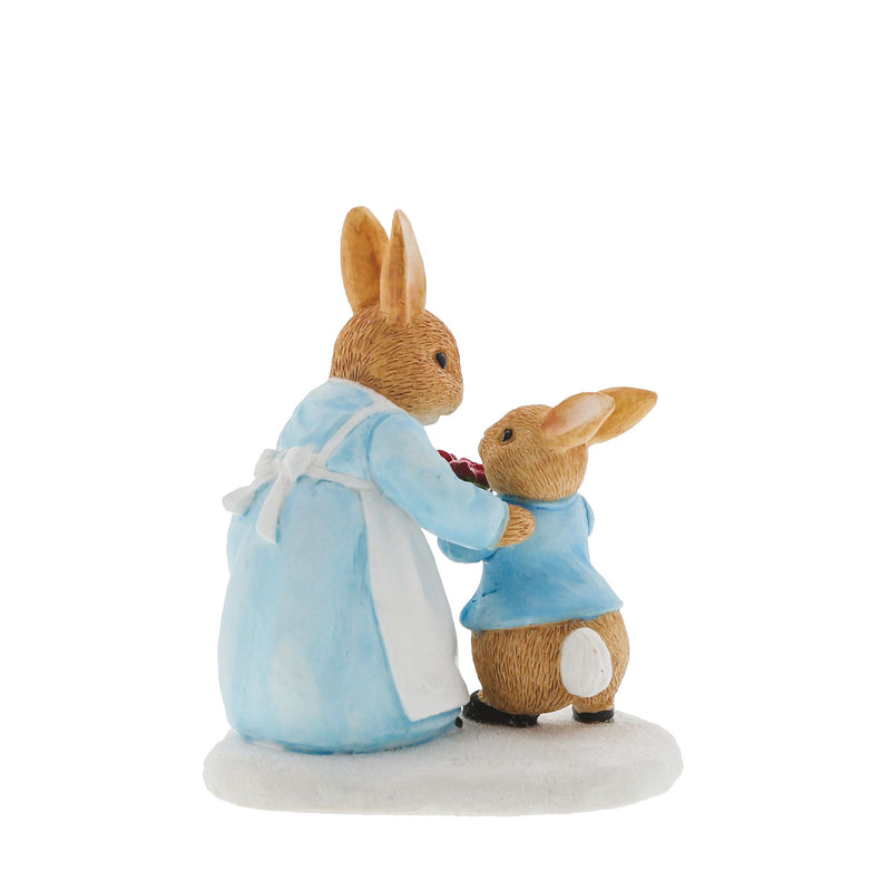 Mrs. Rabbit Passing Peter Rabbit a Present Figurine