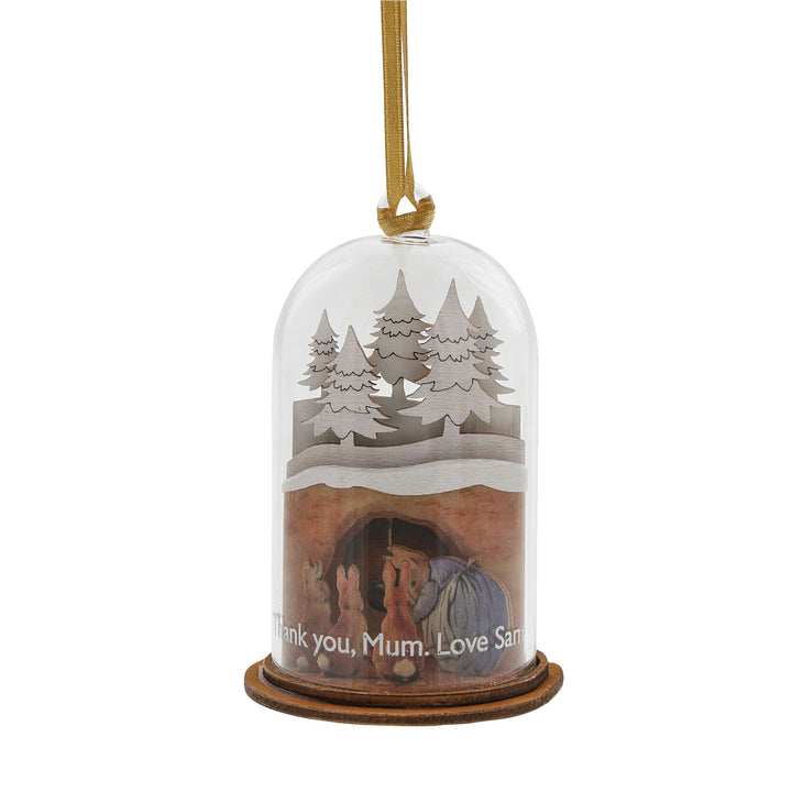 Mrs. Rabbit in Burrow Wooden Hanging Ornament