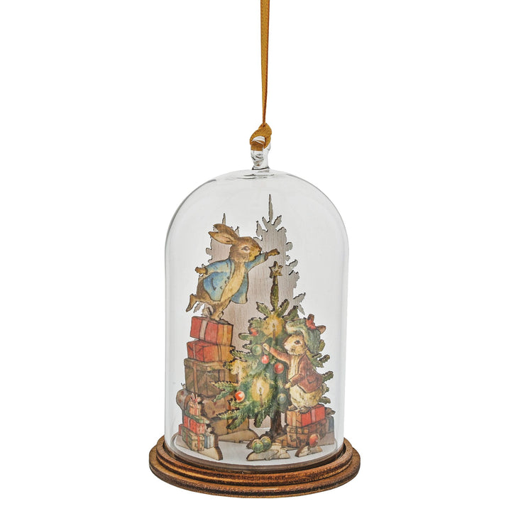 Peter and Benjamin Bunny Christmas Wooden Hanging Ornament