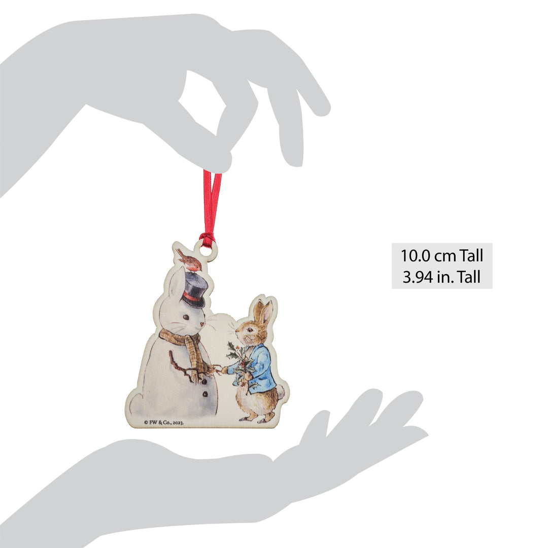 Peter Rabbit and Snow Rabbit Wooden Hanging Ornament