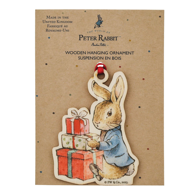 Peter Rabbit with Presents Wooden Hanging Ornament by Beatrix Potter