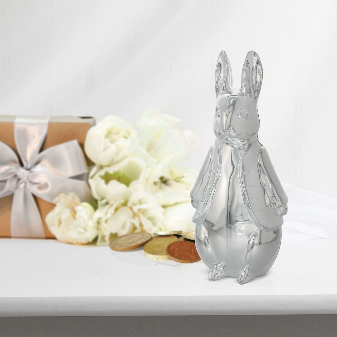 Peter Rabbit Silver Plated Sculpted Money Bank