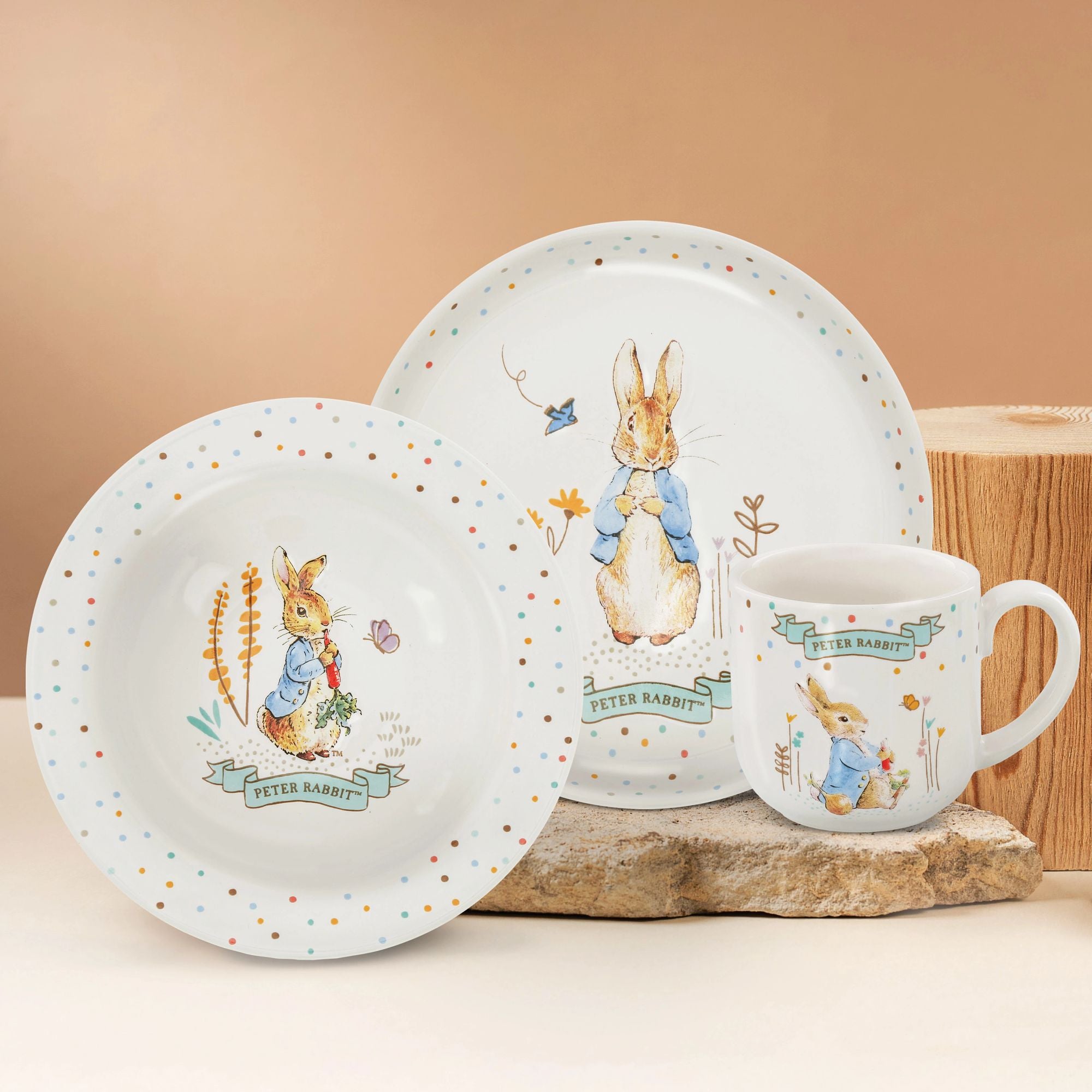 Peter Rabbit 3 Piece Ceramic Dinner Set – Beatrix Potter Gifts by