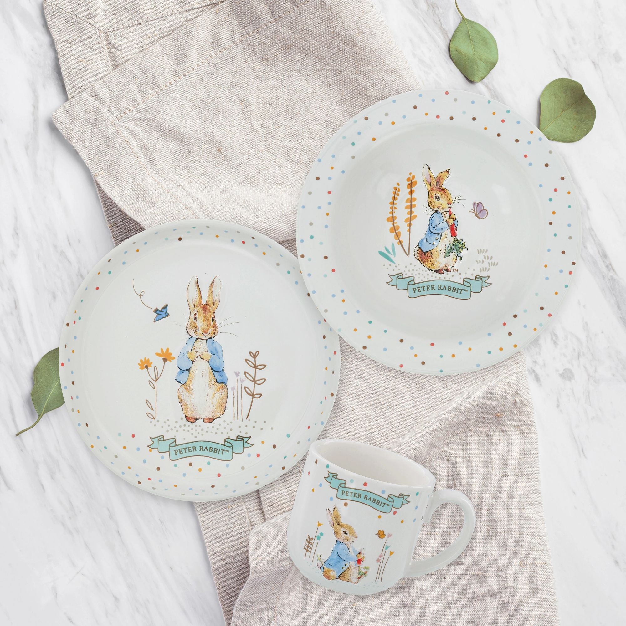 Peter Rabbit 3 Piece Ceramic Dinner Set – Beatrix Potter Gifts by
