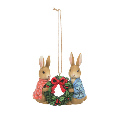 Peter Rabbit with Flopsy holding wreath Hanging Ornament - Beatrix Potter by JimShore