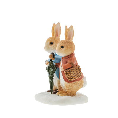 Peter Rabbit and Flopsy in Winter Figurine