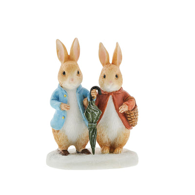 Peter Rabbit and Flopsy in Winter Figurine
