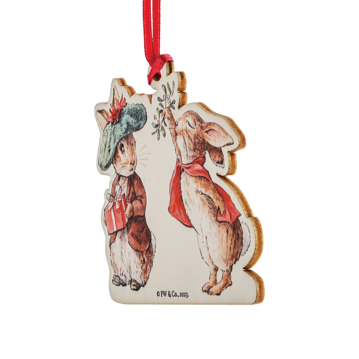 Benjamin Bunny and Flopsy Christmas Wooden Hanging Ornament