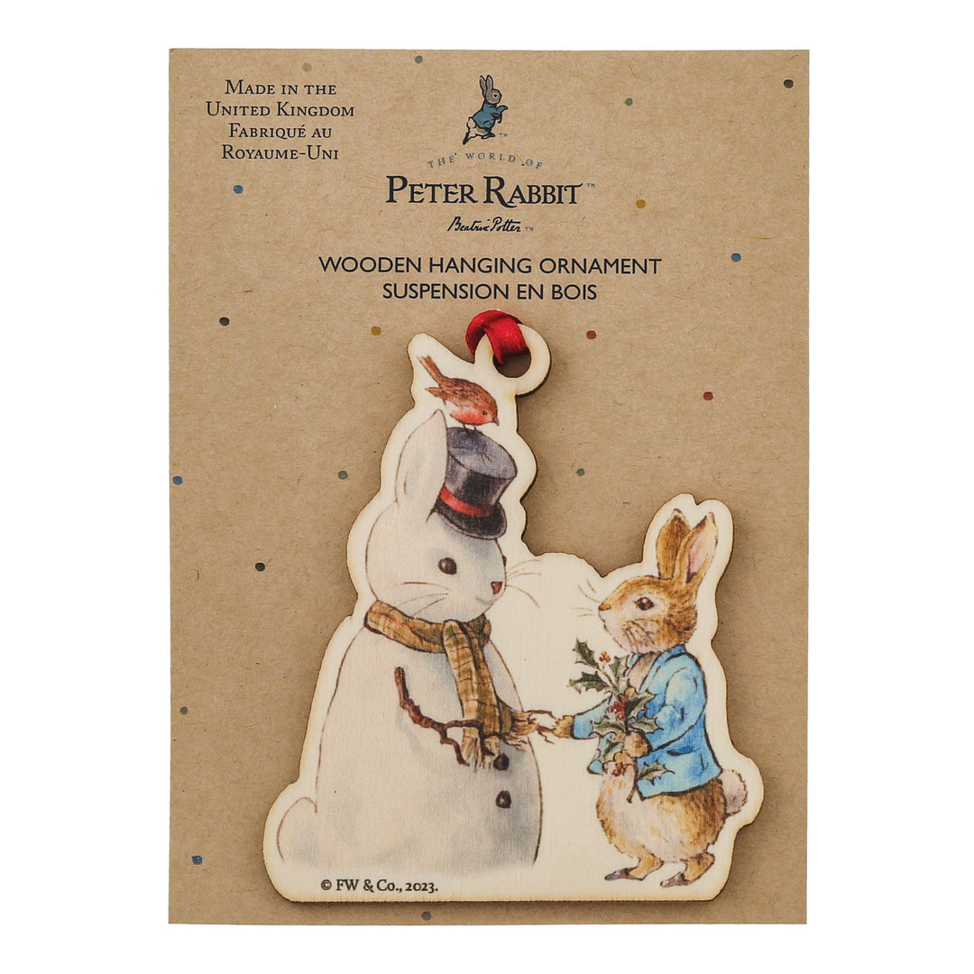 Peter Rabbit and Snow Rabbit Wooden Hanging Ornament