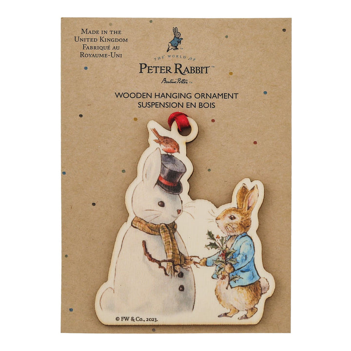 Peter Rabbit and Snow Rabbit Wooden Hanging Ornament